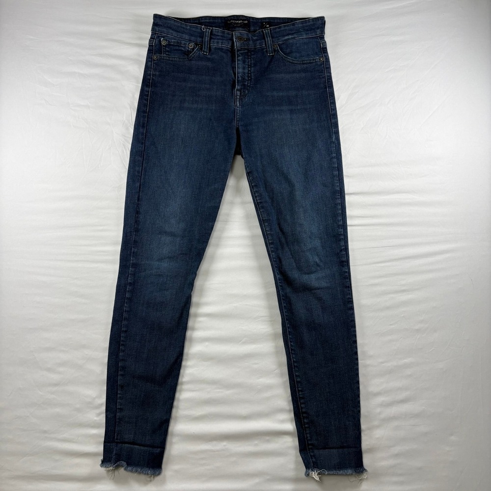Lucky‎ Brand Ava Super Skinny Jeans Womens 8/29 Blue Mid Rise Raw Hem Denim